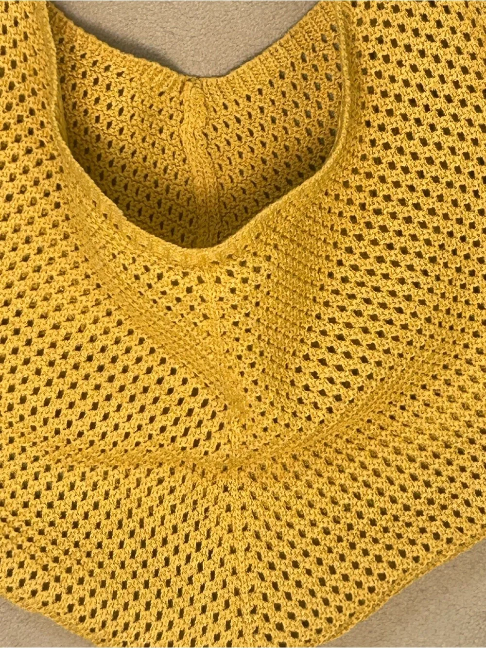 Boho Crochet Woven Shoulder Bag/ Hobo bag in Orangeish or Mustard Yellow color.